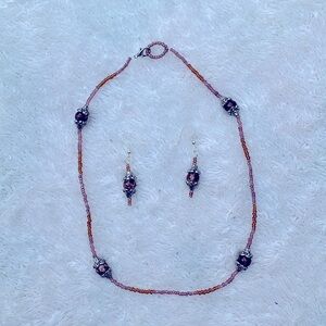 New Costume Jewelry Necklace And Earrings Set Handmade Brown